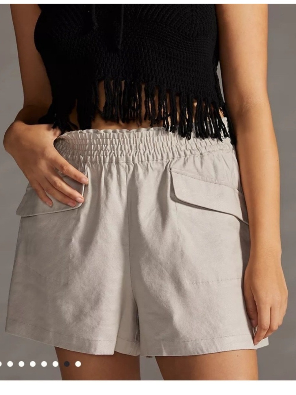 Maeve by Anthropologie Linen A-Line Shorts smocked elastic high rise size M